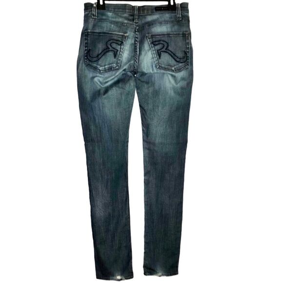 Rock & Republic Berlin Mid Rise Skinny Jeans in Distressed Blue Wash Women’s 6 - Picture 2 of 12